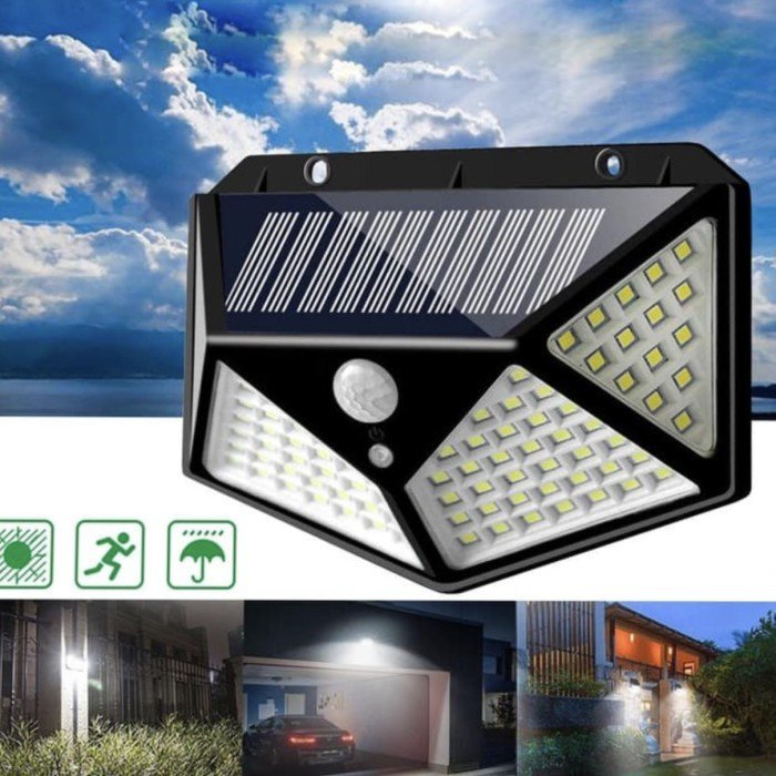 Solar Powered Lights On All Sides - Black