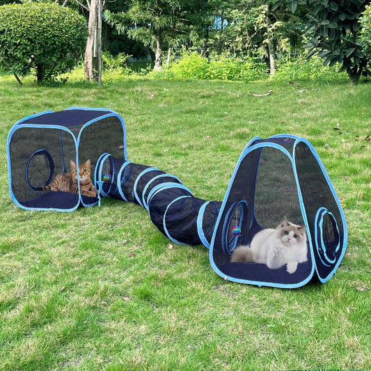 Outdoor Cat Enclosures Cat Tunnels Tents Cubes for Indoor Cats with Play Ball Collapsible Outside Playpen Tunnel for Kitty Rabbit Puppy and Small Animals