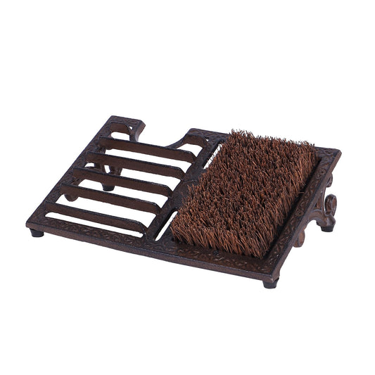 HZE Cast Iron Boot Brush Scraper Outdoor Vintage Rustic Boot Scrapers with Brushes Outdoor Angled Design Boot Cleaner Brush Outdoor Heavy Duty for Outdoor Porch Entryway Garden