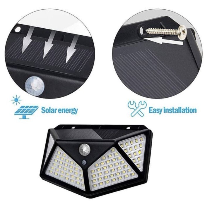 Solar Powered Lights On All Sides - Black