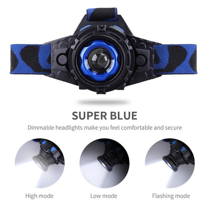 LED Headlamp Rechargeable with Focus for Outdoor Use